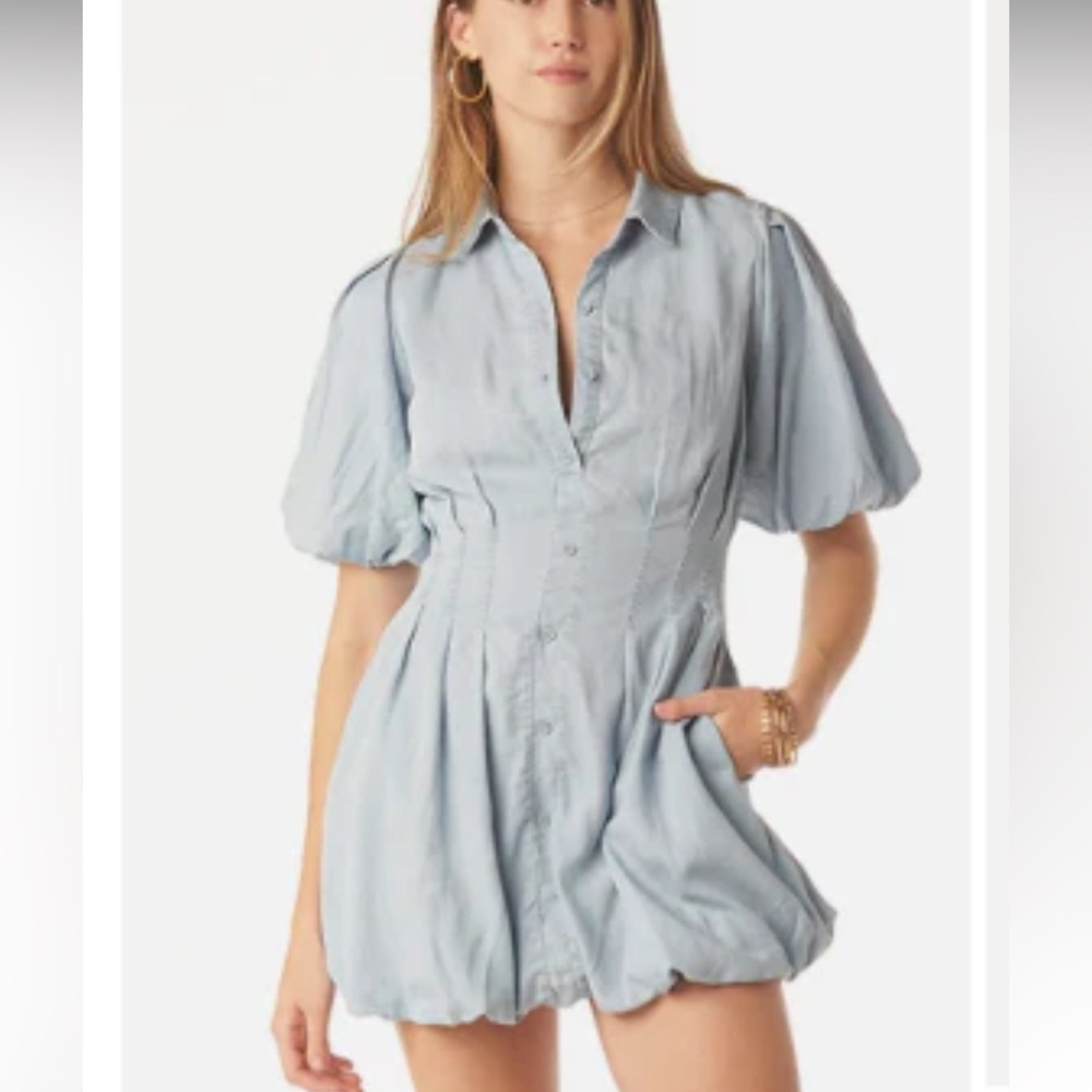Tart Collections Kara Dress Open Air Blues XS Tencel Rayon Baloon Short Sleeves